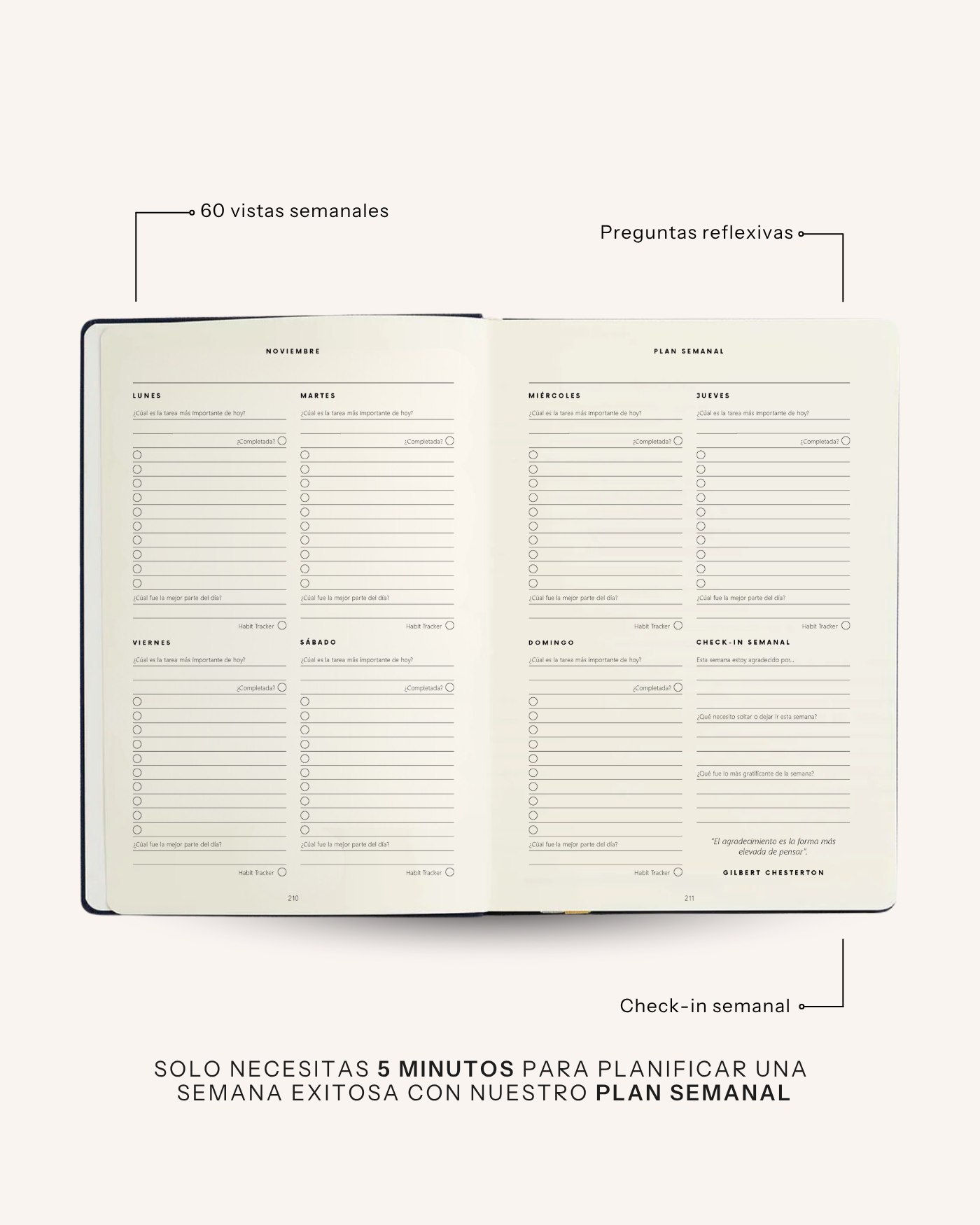 Weekly Planner Productivity 365 / Luxury Black